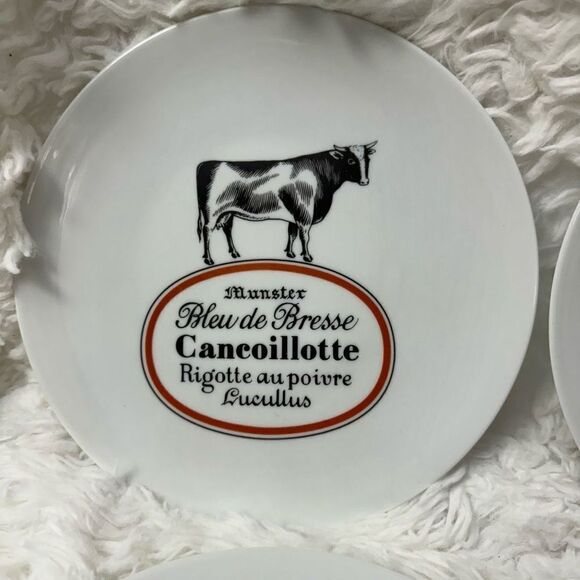 Set of 6 Porcelaine de Limoges France 7.5” Cheese Plates Cow Goat Sheep - Picture 5 of 9